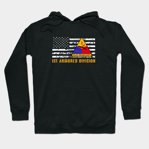 1st Armored Division (Distressed Flag) Hoodie by Jared S Davies